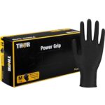 Abena THOR Power Grip nitrilinės vienkartinės pirštinės, labai stiprios, 6.5g, juodos (50vnt)