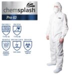 Neperšlampamas tvirtas kombinezonas Chemsplash Pro 63 2518, 5B/6B, balta, XXXL (1vnt)
