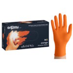 Zarys Gripzzly nitrilinės vienkartinės pirštinės, super stiprios, 8,5g., oranžinės, S/M/L/XL/XXL (50vnt)